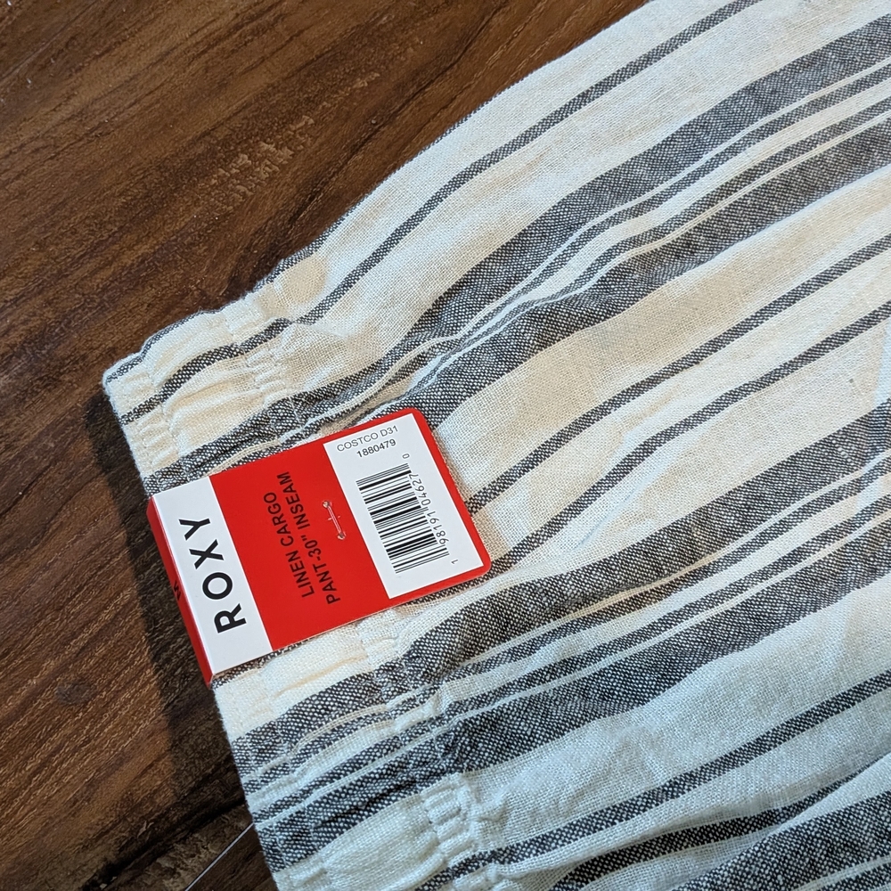 Roxy  Black and White Striped Beach Pants - Picture 7 of 7